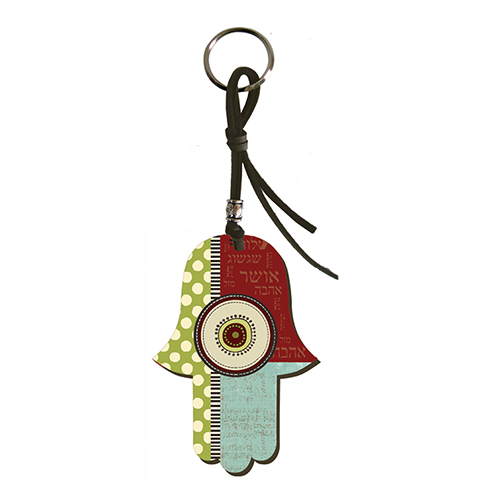 מחזיק מפתחות מעץ עם סרט עור וחרוז אחד.
אורך 16-18 ס