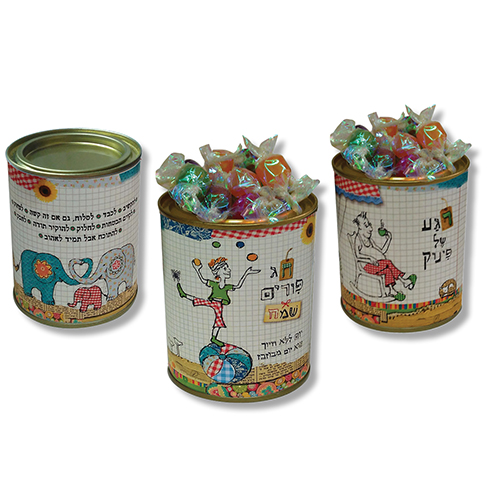 פחית לפורים עם סוכריות - פחית עם 25 סוכריות יהלום.
גודל הפחית 8×7.5 ס