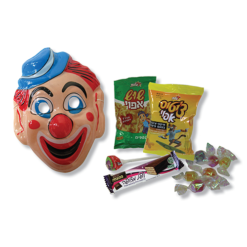 מסכה לפורים עם ממתקים - 
מסכה לפורים, שוש, צ