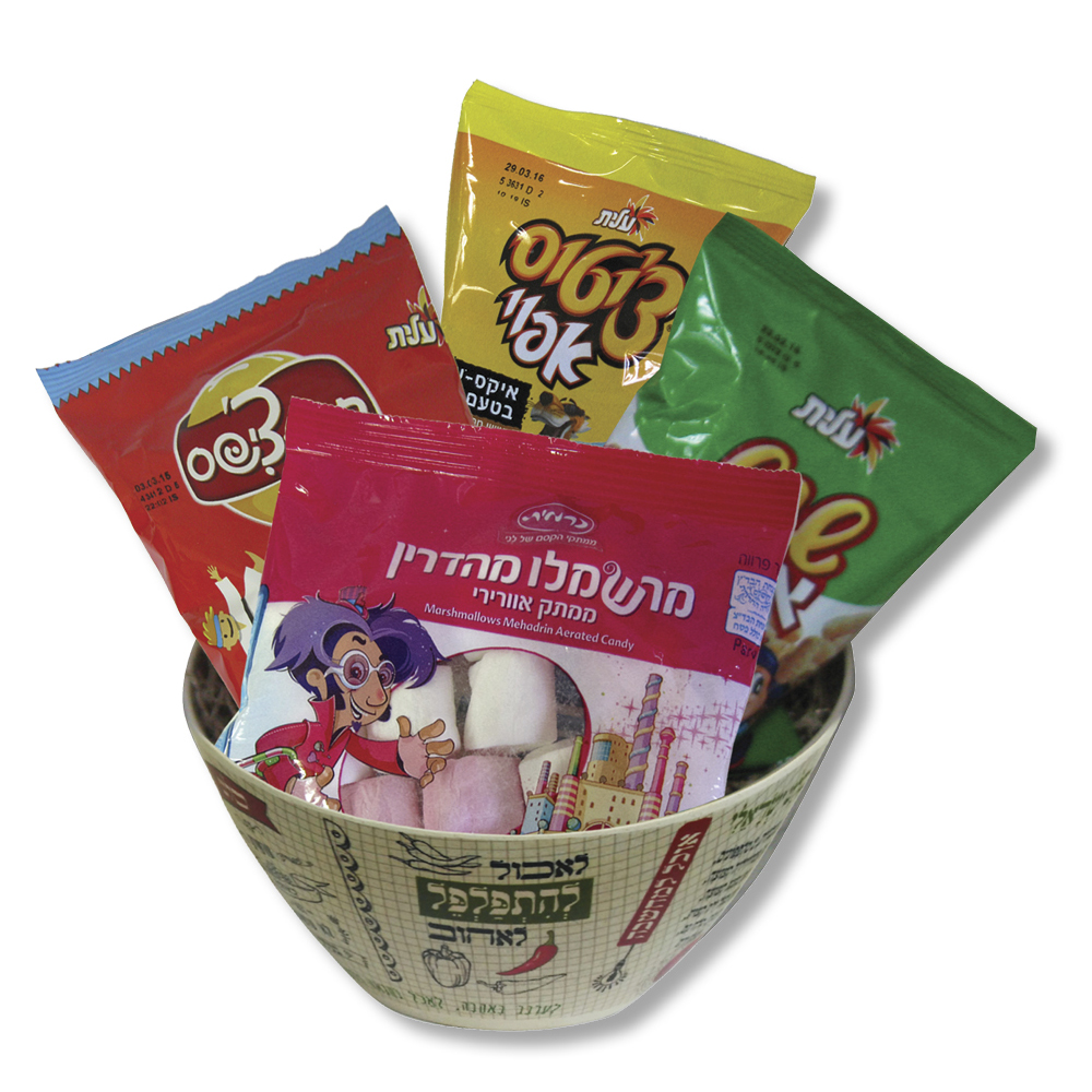 קערת סלט עם ממתקים לפורים -
קערת סלט עם מרשמלו, שוש, תפוצ