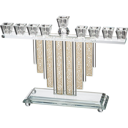 חנוכייה קריסטל מהודרת עם פלקטה 30x26 ס