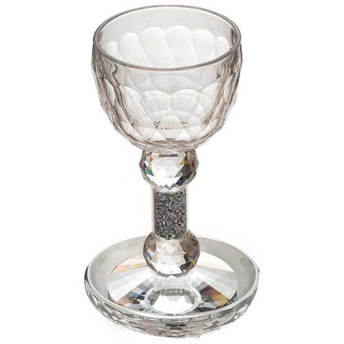 גביע קריסטל רגל אבנים לבנות 17 ס