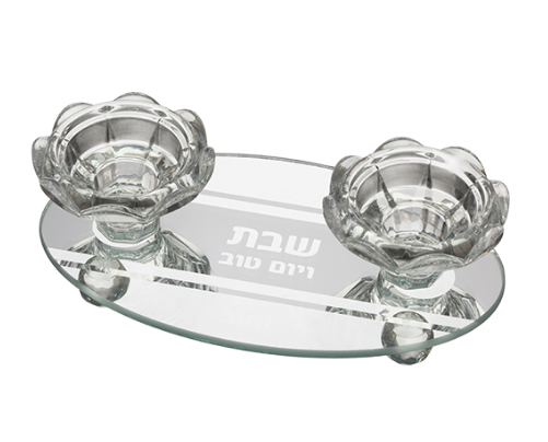 פמוטי זכוכית מהודרים 17x10 ס"מ.