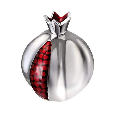 רימון מהודר מאלומיניום ציפוי כסף. 
אורך/גובה: 8 ס״מ.
רוחב: 7 ס״מ.