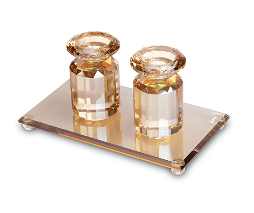 סט פמוט ומגש זהב קריסטל 23x13 ס"מ. 