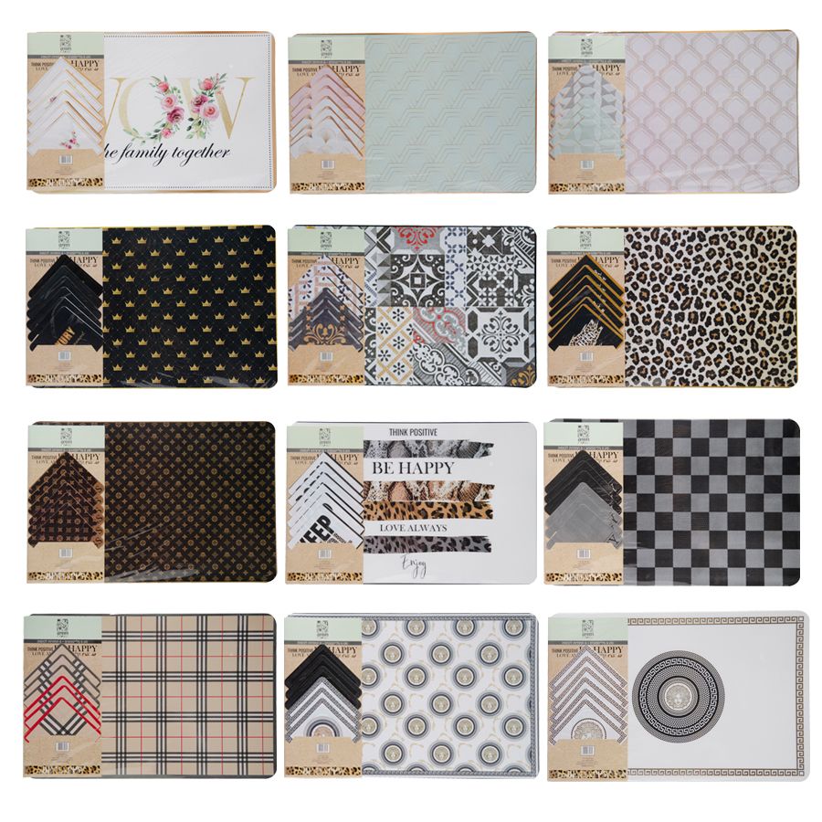 סט 6 פלייסמנטים + 6 תחתיות לכוסות. 
עם הדפסה קיימת. 