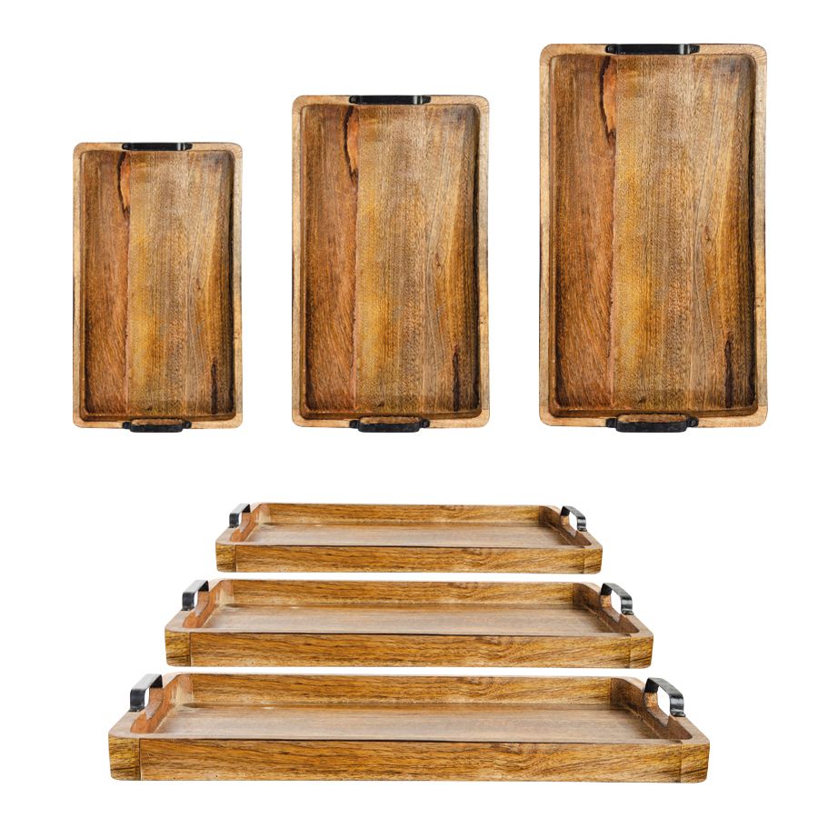 סט 3 מגשי עץ - 
43x25 ס