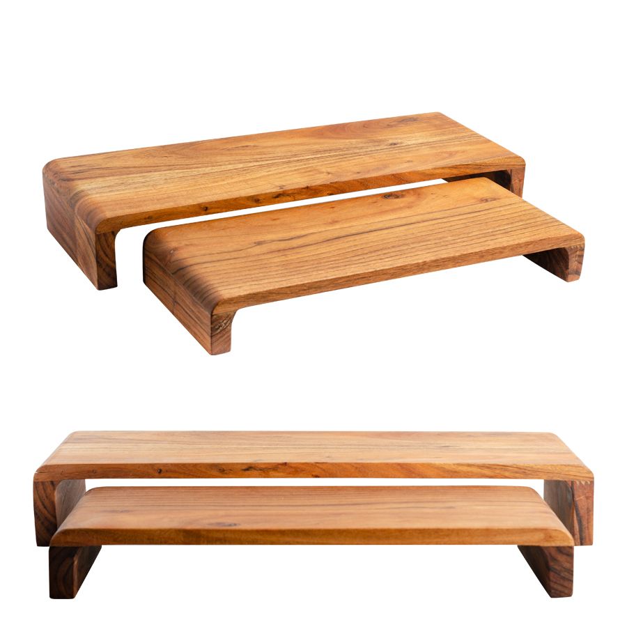 סט 2 מגשי עץ מוגבהים להגשה ואירוח 
45x18x6 ס