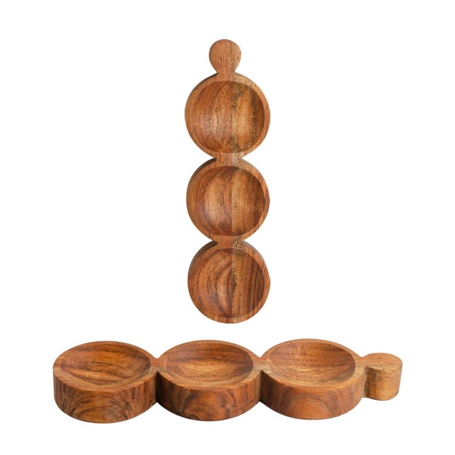 קברט עץ עגול 3 תאים L. 
מידות: 46x14x3.5 ס