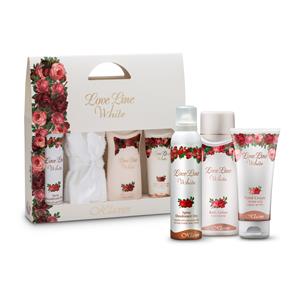 סט בראשית Love Line White, מכיל: 
מגבת פנים איכותית.
קרם גוף 275 מ