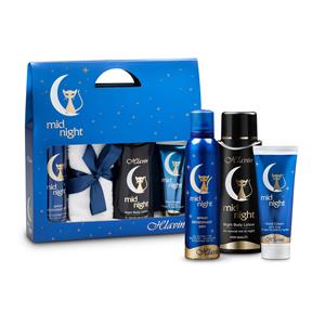 סט בראשית Midnight. מכיל: 
מגבת פנים איכותית.
קרם גוף 275 מ